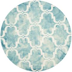 DIP DYE, TURQUOISE / IVORY, 7' X 7' Round, Area Rug, DDY536D-7R