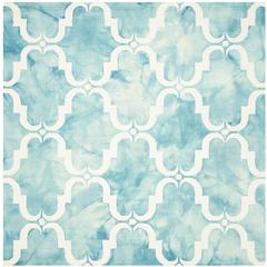 DIP DYE, TURQUOISE / IVORY, 7' X 7' Square, Area Rug, DDY536D-7SQ