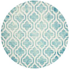 DIP DYE, TURQUOISE / IVORY, 7' X 7' Round, Area Rug, DDY537D-7R