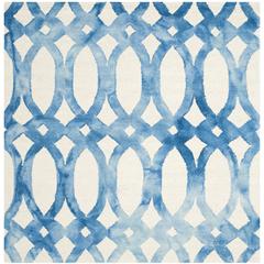 DIP DYE, IVORY / BLUE, 5' X 5' Square, Area Rug