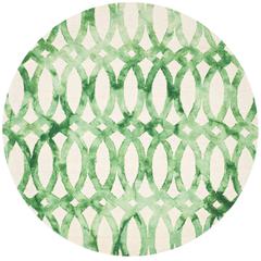 DIP DYE, IVORY / GREEN, 7' X 7' Round, Area Rug