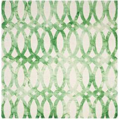 DIP DYE, IVORY / GREEN, 7' X 7' Square, Area Rug