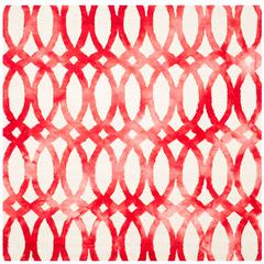 DIP DYE, IVORY / RED, 7' X 7' Square, Area Rug