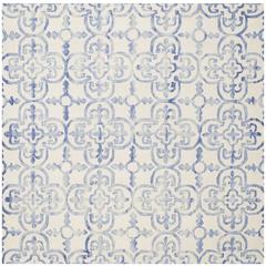 DIP DYE, IVORY / BLUE, 7' X 7' Square, Area Rug, DDY711A-7SQ