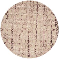 DIP DYE, BEIGE / MAROON, 7' X 7' Round, Area Rug