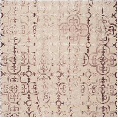 DIP DYE, BEIGE / MAROON, 7' X 7' Square, Area Rug