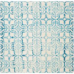 DIP DYE, IVORY / TURQUOISE, 7' X 7' Square, Area Rug, DDY711H-7SQ