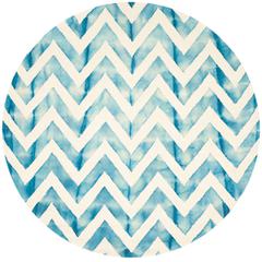 DIP DYE, IVORY / TURQUOISE, 7' X 7' Round, Area Rug, DDY715H-7R