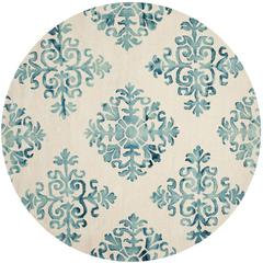 DIP DYE, IVORY / LIGHT BLUE, 7' X 7' Round, Area Rug