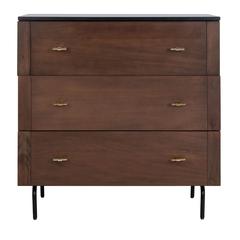 Genevieve 3 Drawer Dresser, Black/Walnut
