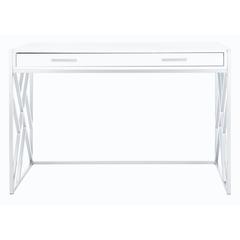 Elaine 1 Drawer Desk, White/Silver