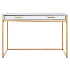 Elodie 1 Drawer Desk, White/Gold