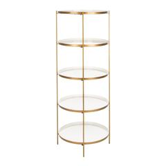 Tia Round 5 Tier Etagere, White/Brass