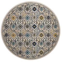 EVOKE, IVORY / BLUE, 6'-7" X 6'-7" Round, Area Rug, EVK210C-7R