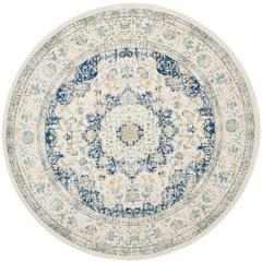 EVOKE, IVORY / BLUE, 6'-7" X 6'-7" Round, Area Rug, EVK220C-7R