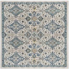 EVOKE, IVORY / LIGHT BLUE, 6'-7" X 6'-7" Square, Area Rug, EVK224C-7SQ