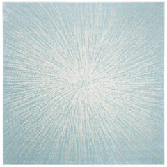 EVOKE, AQUA / IVORY, 6'-7" X 6'-7" Square, Area Rug