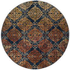 EVOKE, BLUE / ORANGE, 6'-7" X 6'-7" Round, Area Rug, EVK230S-7R