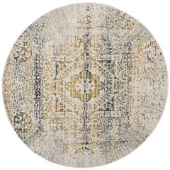 EVOKE, IVORY / BLUE, 6'-7" X 6'-7" Round, Area Rug, EVK232C-7R
