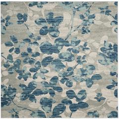 EVOKE, GREY / LIGHT BLUE, 6'-7" X 6'-7" Square, Area Rug