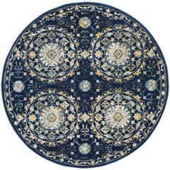 EVOKE, NAVY / IVORY, 6'-7" X 6'-7" Round, Area Rug, EVK252A-7R