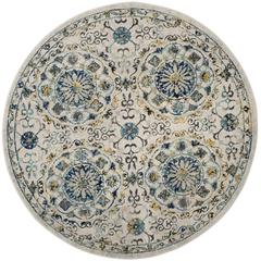 EVOKE, IVORY / BLUE, 6'-7" X 6'-7" Round, Area Rug, EVK252C-7R