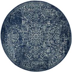 EVOKE, NAVY / IVORY, 6'-7" X 6'-7" Round, Area Rug, EVK256A-7R