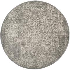 EVOKE, SILVER / IVORY, 6'-7" X 6'-7" Round, Area Rug, EVK256S-7R