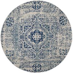EVOKE, IVORY / BLUE, 6'-7" X 6'-7" Round, Area Rug, EVK260C-7R