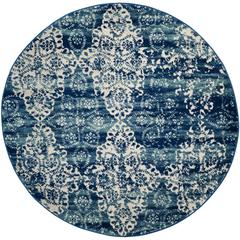 EVOKE, ROYAL / IVORY, 5'-1" X 5'-1" Round, Area Rug, EVK266F-5R