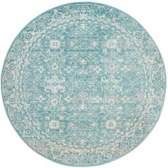 EVOKE, LIGHT BLUE / IVORY, 6'-7" X 6'-7" Round, Area Rug