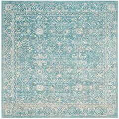 EVOKE, LIGHT BLUE / IVORY, 6'-7" X 6'-7" Square, Area Rug
