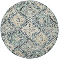 EVOKE, LIGHT BLUE / IVORY, 5'-1" X 5'-1" Round, Area Rug, EVK274C-5R