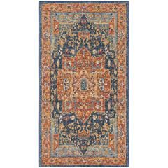 EVOKE, BLUE / ORANGE, 2'-2" X 4', Area Rug
