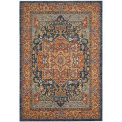 EVOKE, BLUE / ORANGE, 10' X 14', Area Rug