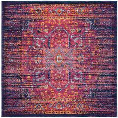 EVOKE, BLUE / FUCHSIA, 5'-1" X 5'-1" Square, Area Rug