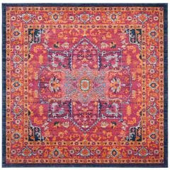 EVOKE, FUCHSIA / ORANGE, 5'-1" X 5'-1" Square, Area Rug