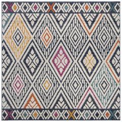 EVOKE, NAVY / IVORY, 6'-7" X 6'-7" Square, Area Rug, EVK286N-7SQ