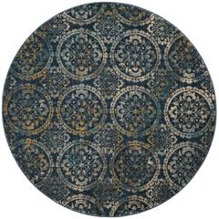 EVOKE, NAVY / CREME, 6'-7" X 6'-7" Round, Area Rug
