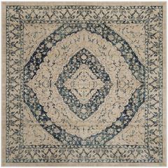 EVOKE, BEIGE / BLUE, 6'-7" X 6'-7" Square, Area Rug