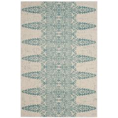 EVOKE, IVORY / TEAL, 3' X 5', Area Rug