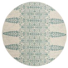 EVOKE, IVORY / TEAL, 6'-7" X 6'-7" Round, Area Rug