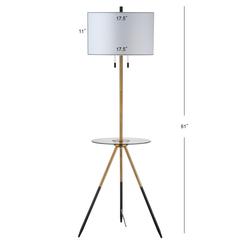 Morrison Floor Lamp Side Table, Brass Gold/Black