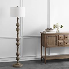 Glendora Floor Lamp, Brown Wooden Finish