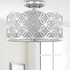 Cecily Leaf Trellis 3 Light 15-Inch Dia Chrome Flush Mount , Chrome