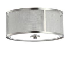 Eldon Flush Mount, Nickel/White