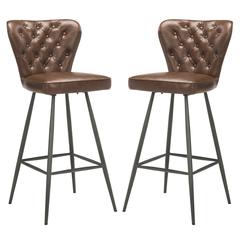 ASTER 30"H MID CENTURY MODERN LEATHER TUFTED BAR STOOL