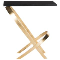 DOVIE GOLD LEAF GLASS TOP SIDE TABLE