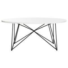 Home Collection Maris Modern White Lacquer Round Hairpin Leg Coffee Table