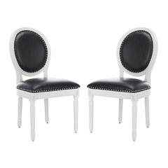 HOLLOWAY 19''H FRENCH BRASSERIE LEATHER OVAL SIDE CHAIR - SILVER NAIL HEADS